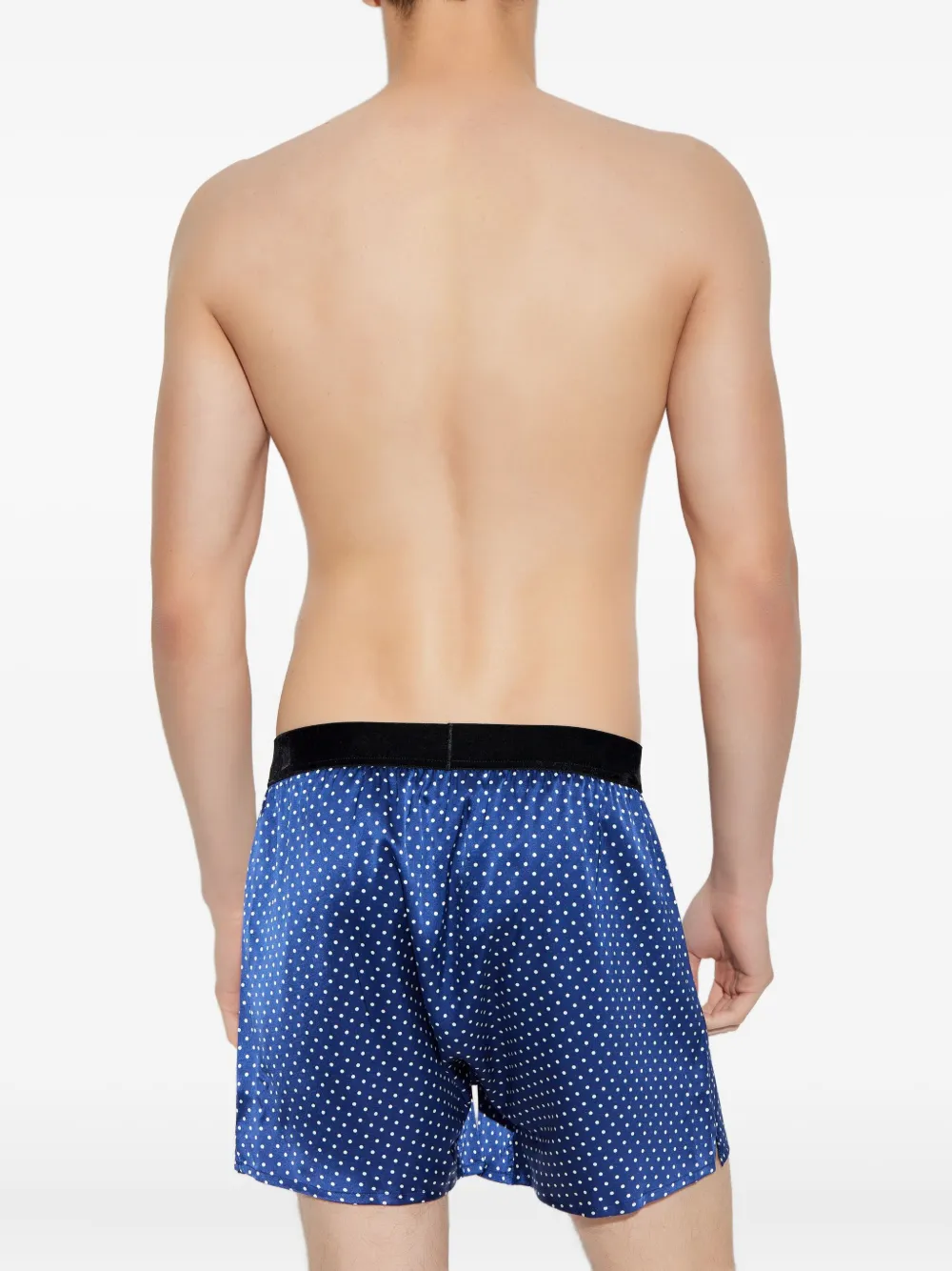 Tom Ford Polka-dot Pattern Silk Boxers In Blue