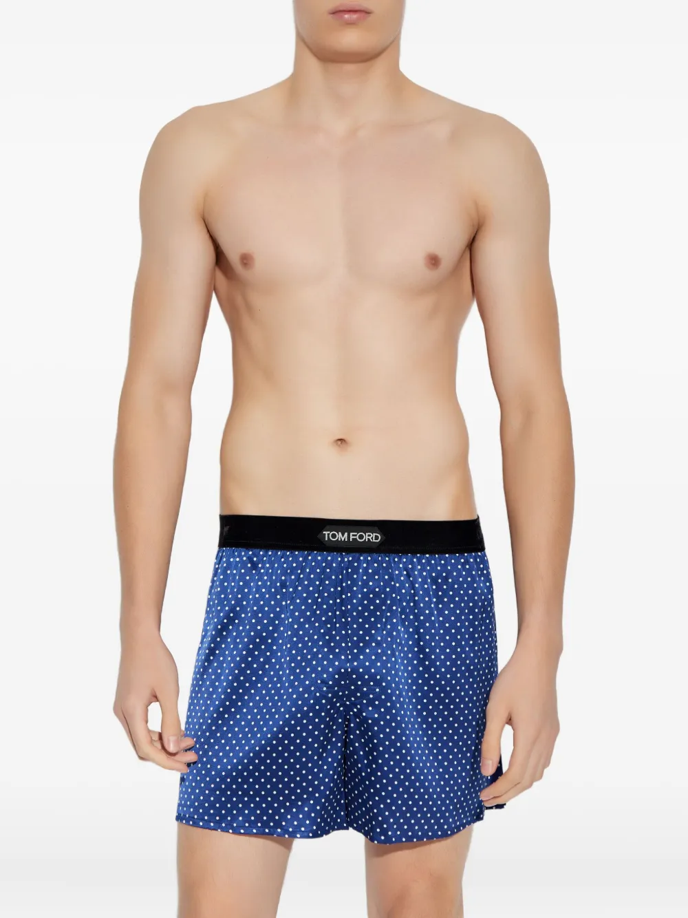 Tom Ford Polka-dot Pattern Silk Boxers In Blue