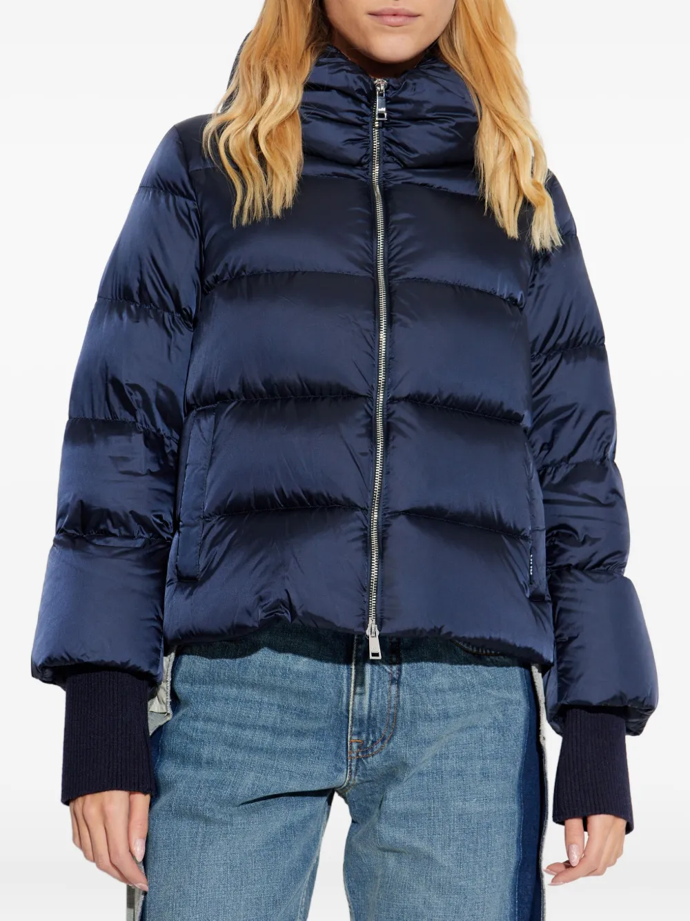 Add Zip-up Puffer Jacket In Blue