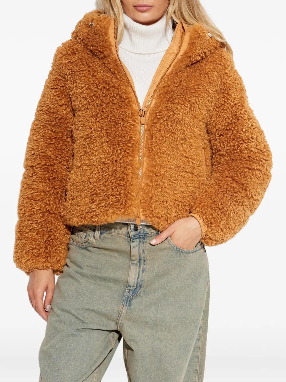 Save The Duck Jack met capuchon en rits Bruin