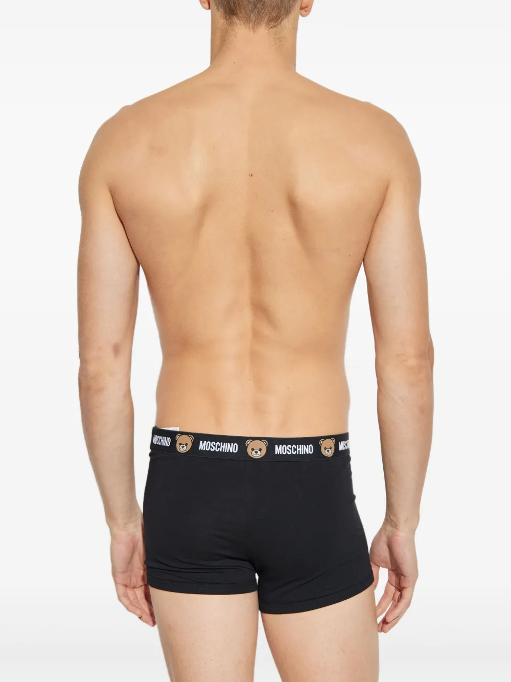 Moschino Twee paar katoenen boxershorts met teddy-detail en logo Zwart