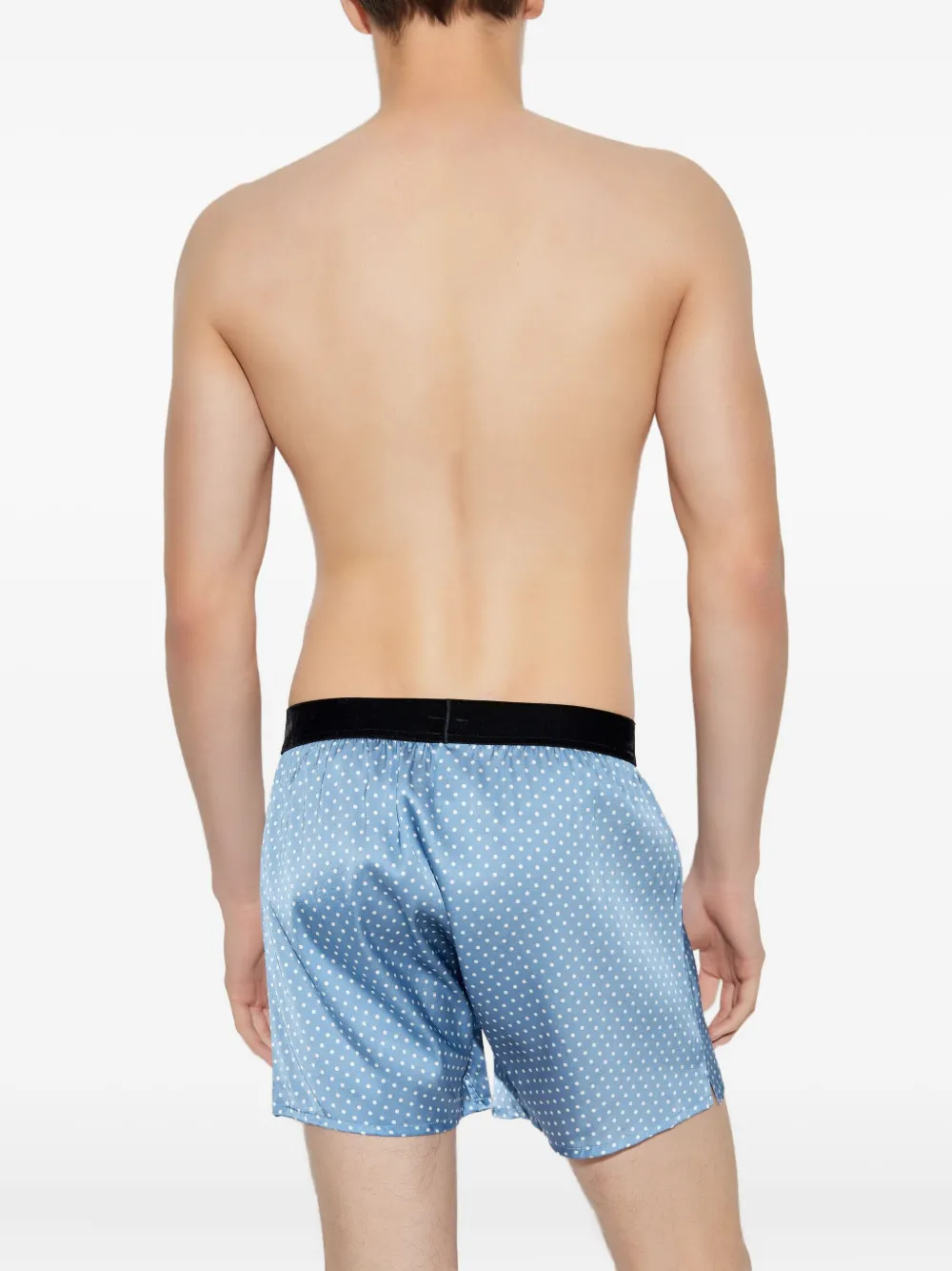 Tom Ford Polka-dot Pattern Silk Boxers In Blue