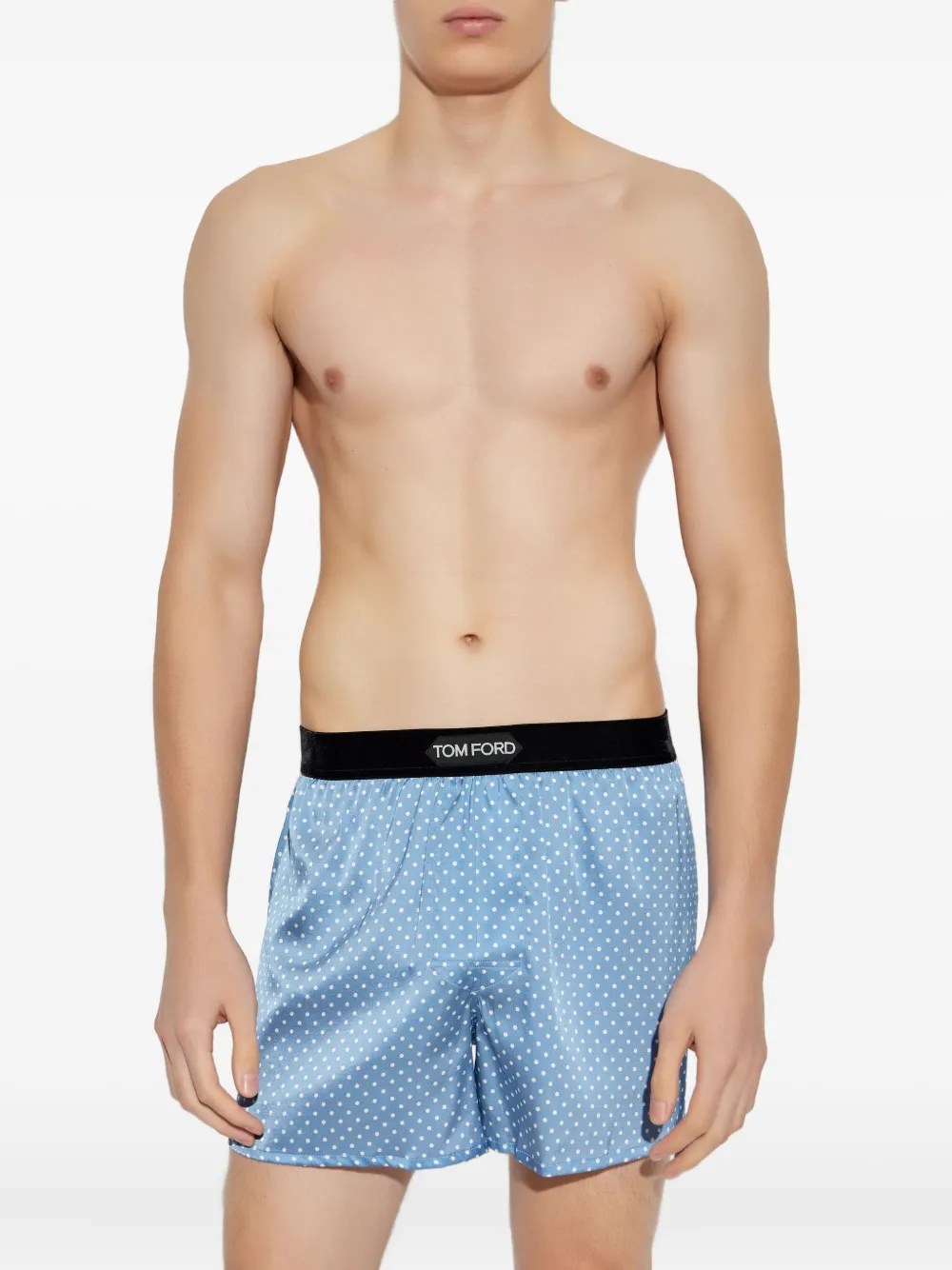 Tom Ford Polka-dot Pattern Silk Boxers In Blue