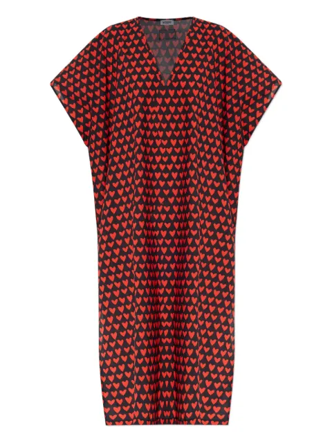 Moschino heart-print V-neck midi dress