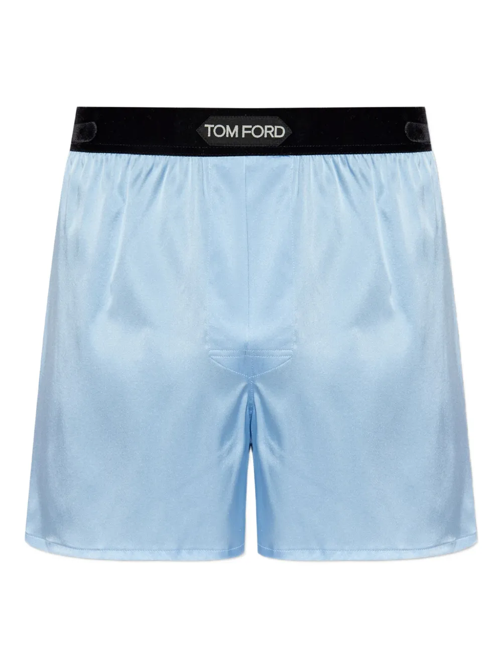 Tom Ford Logo-waistband Silk Boxers In Blue
