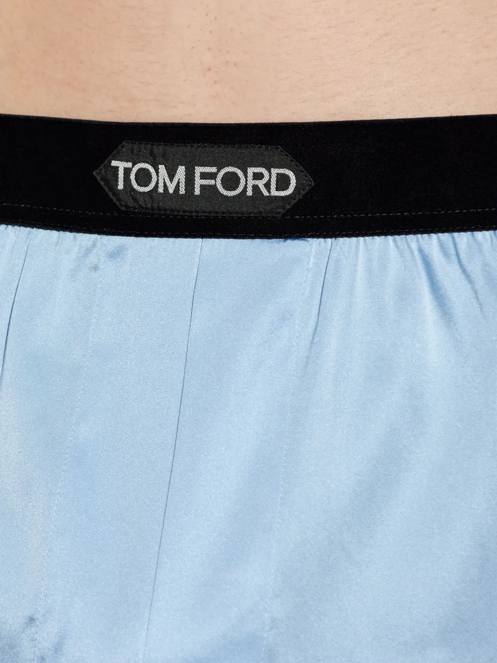 Tom Ford Logo-waistband Silk Boxers In Blue