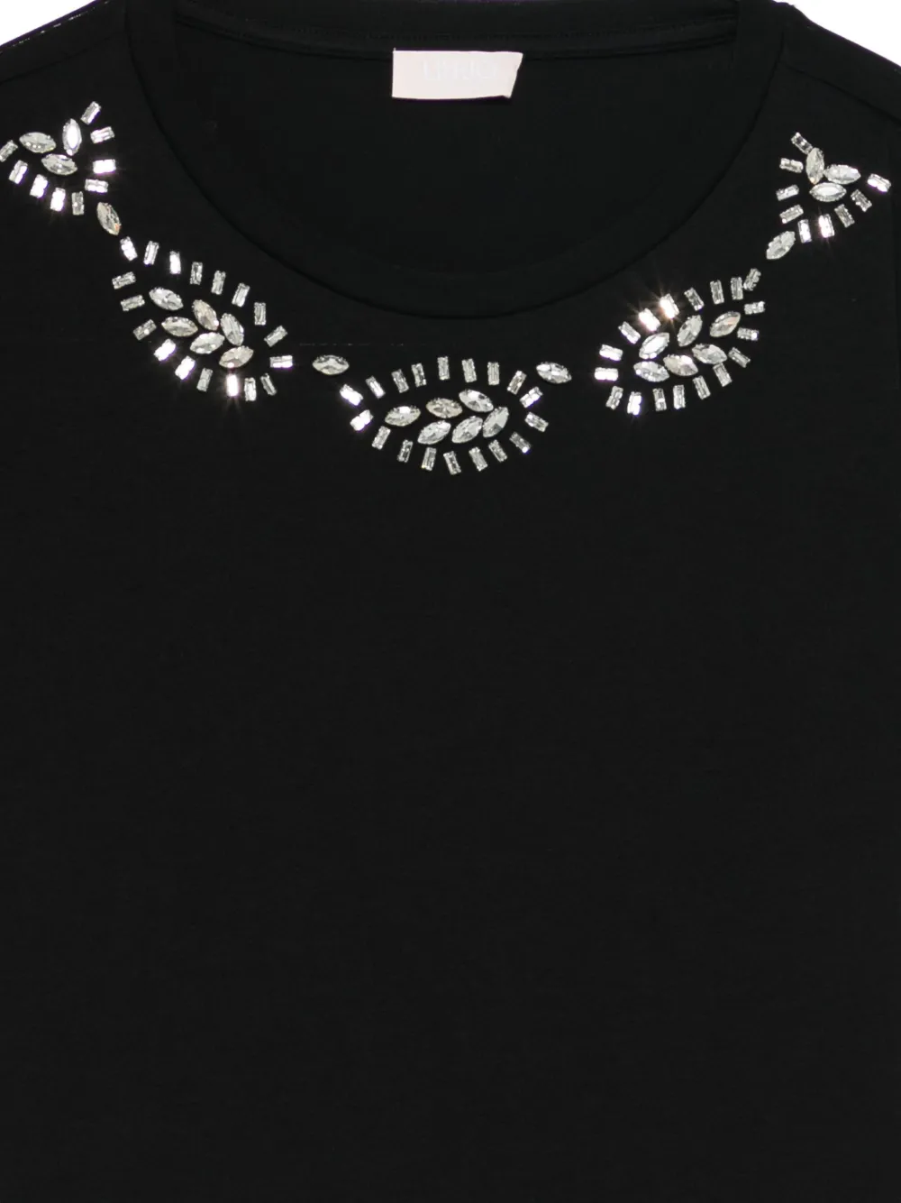 Liu •jo Embellished Crew-neck T-shirt In Black
