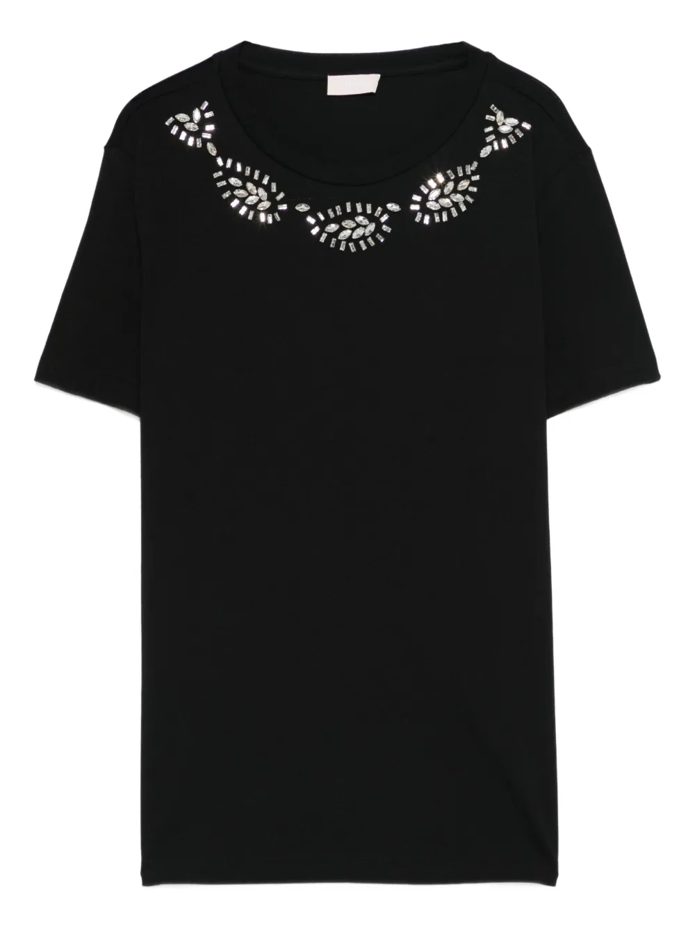 Liu •jo Embellished Crew-neck T-shirt In Black