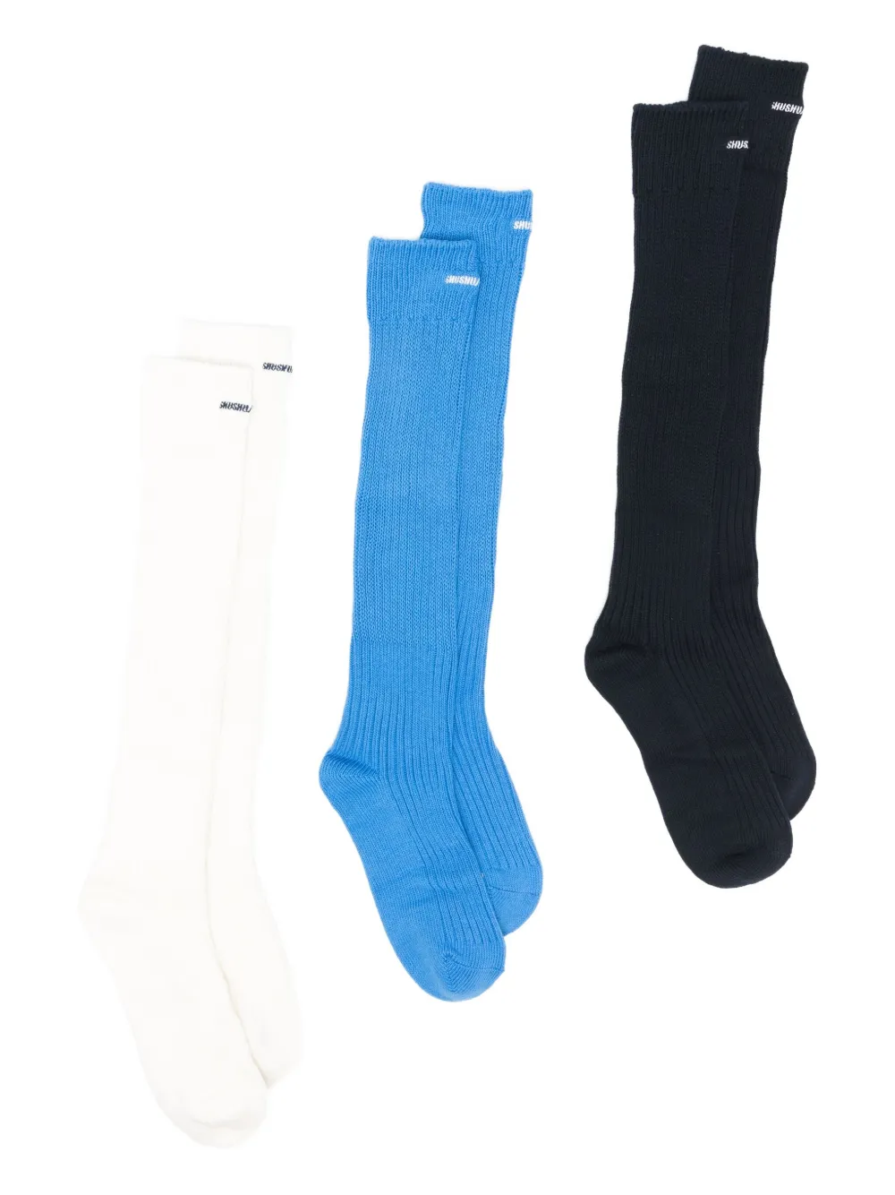 SHUSHU/TONG Gerippte Socken (3er-Set) - Schwarz