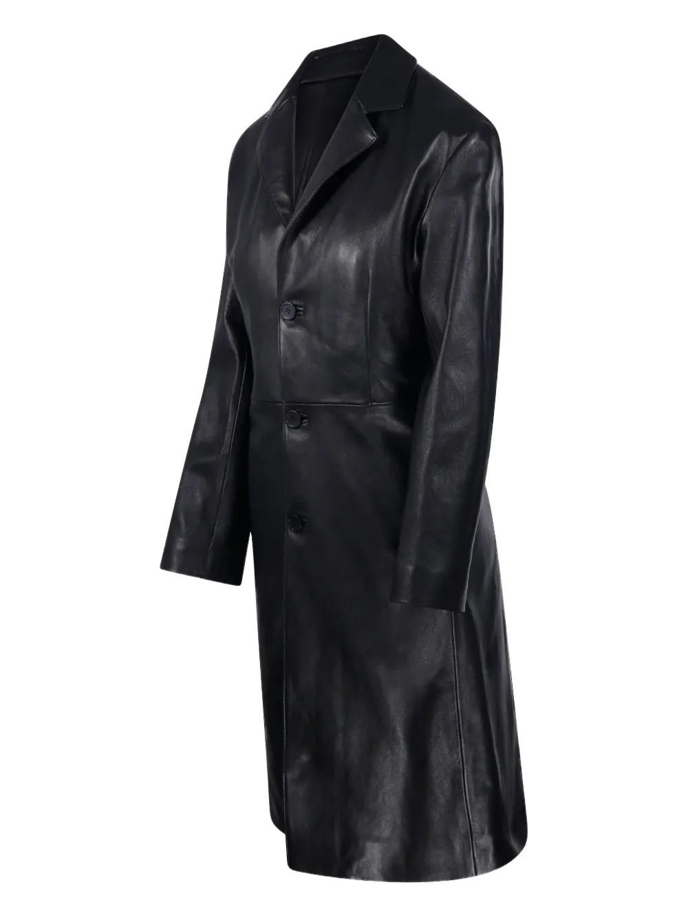 Balenciaga Button-fastening Leather Coat In Black