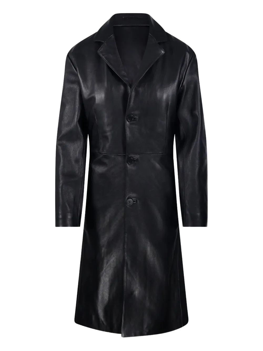 Balenciaga Button-fastening Leather Coat In Black