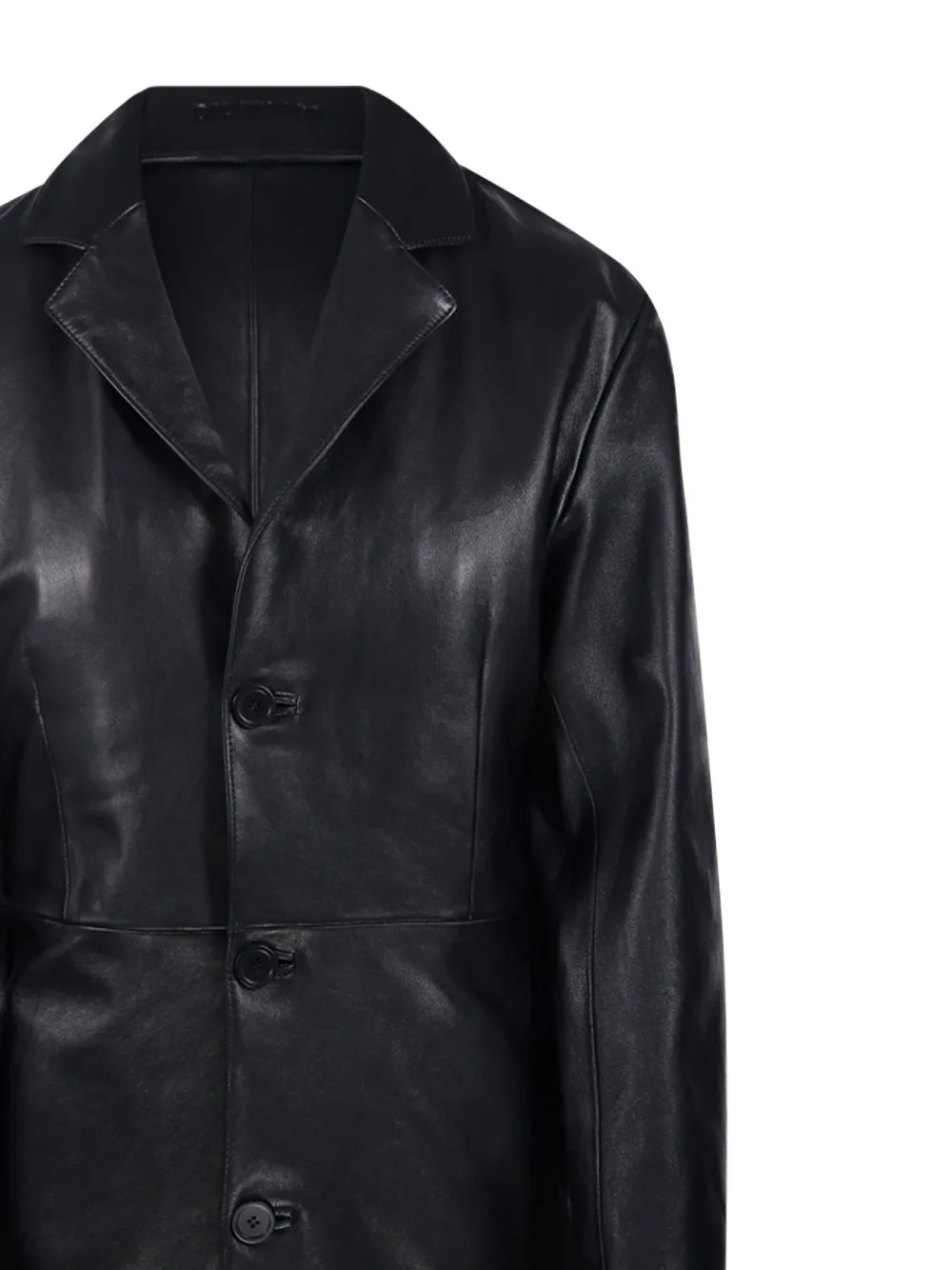 Balenciaga Button-fastening Leather Coat In Black