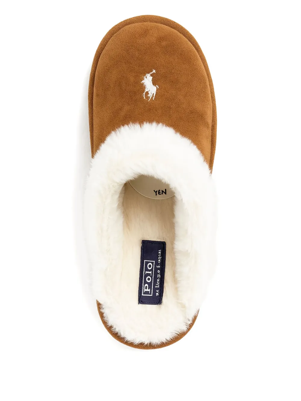Polo Ralph Lauren Fur Logo Slippers In Neutral