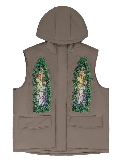 Who Decides War gilet en soie à imprimé graphique