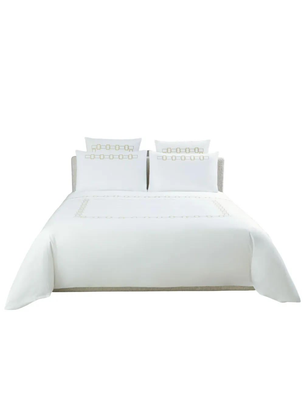 Frette Bold Embroidery Duvet And Pillow Cases Set In White