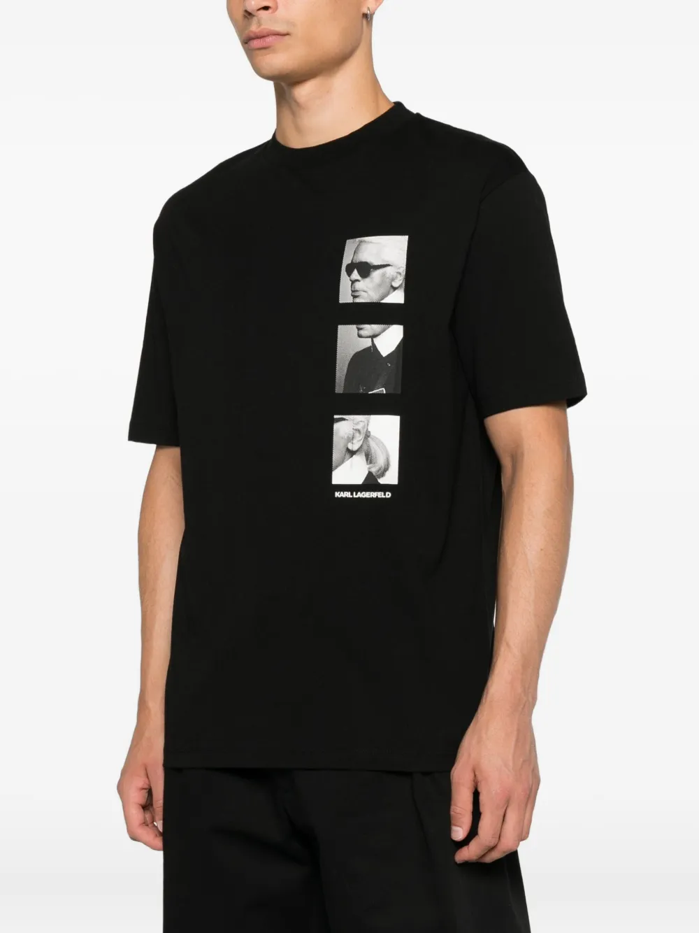 Karl Lagerfeld Katoenen T-shirt met ronde hals Zwart