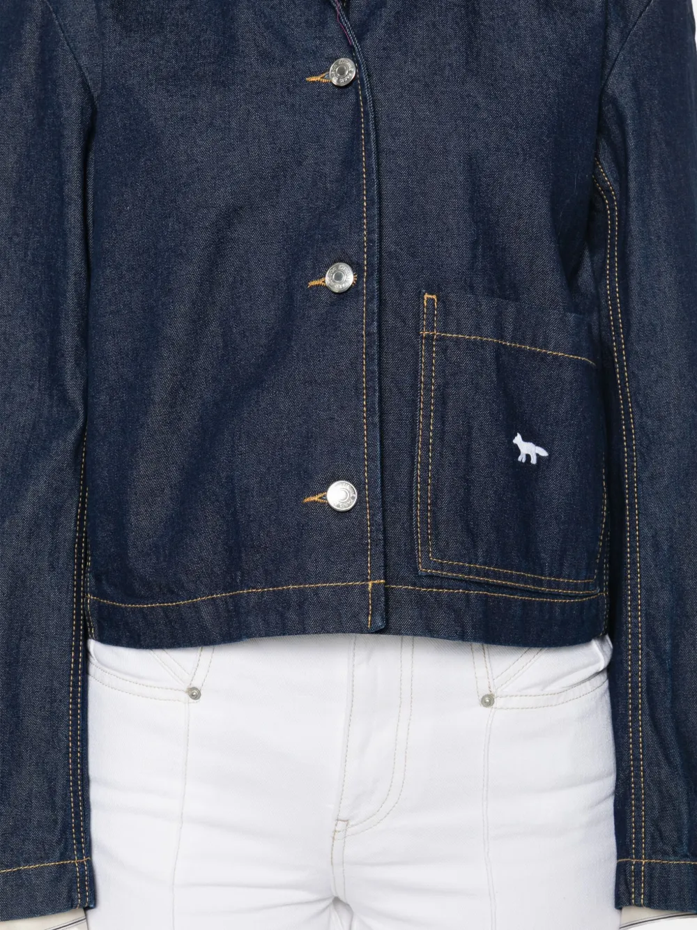 Maison Kitsuné Short Denim Jacket Chest Pocket In Blue