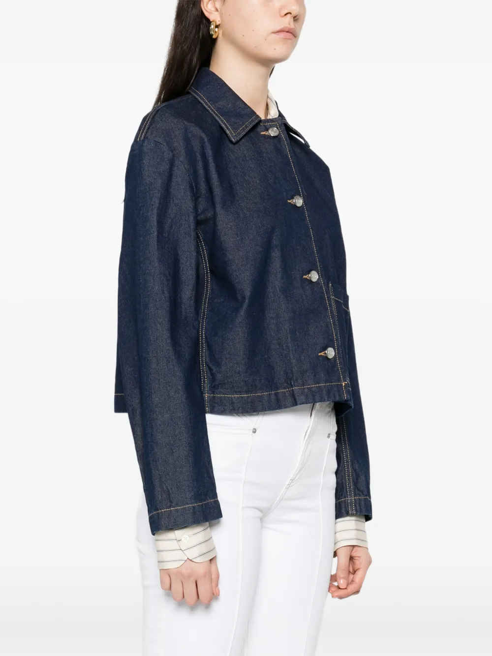 Maison Kitsuné Cropped spijkerjack Blauw
