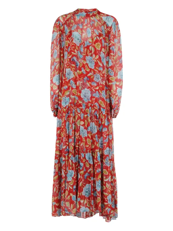 Rixo Adalind Tiered Floral Midi Dress