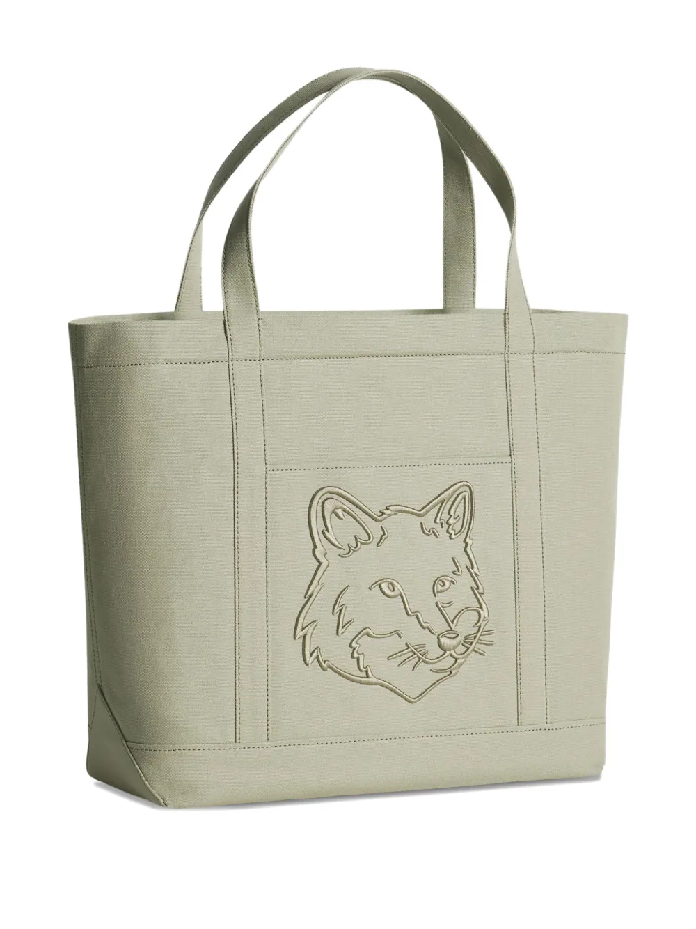 Maison Kitsuné Fox Head Tote Bag In Green