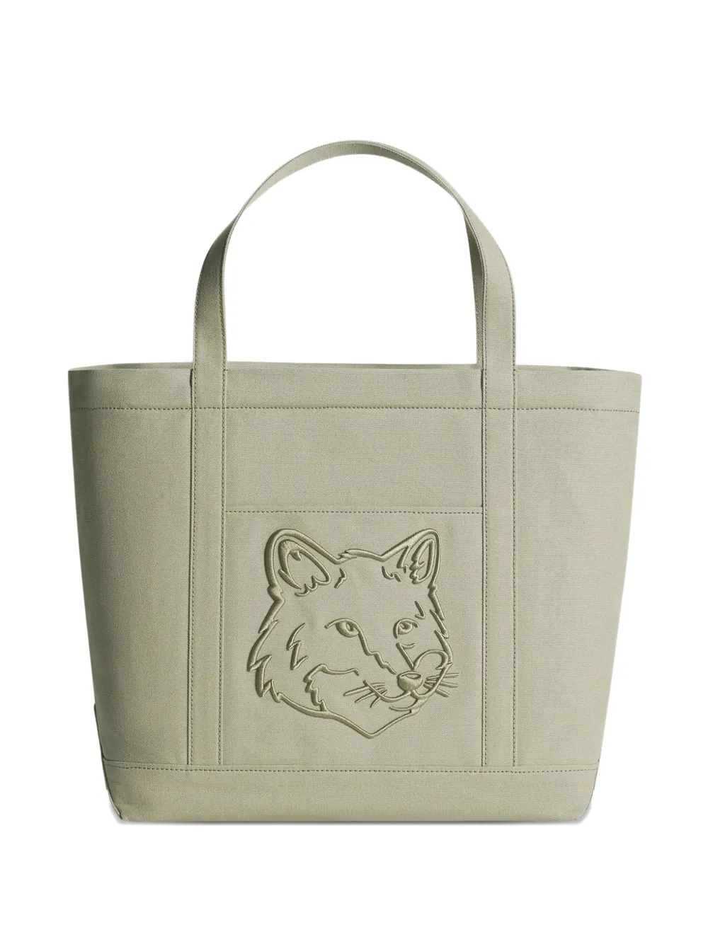 Maison Kitsuné Fox Head Tote Bag In Green