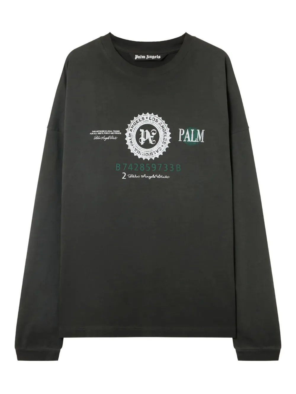 Palm+Angels+t-shirt+graphique+à+manches+longues+-+Noir