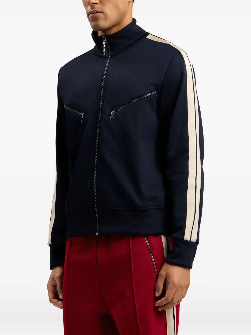 Palm Angels Sweater met gewelfd logo en rits Blauw