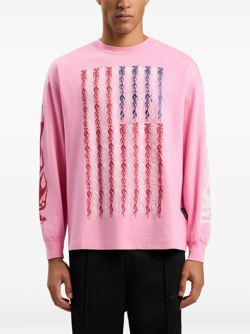 Palm Angels T-shirt met print en lange mouwen Roze