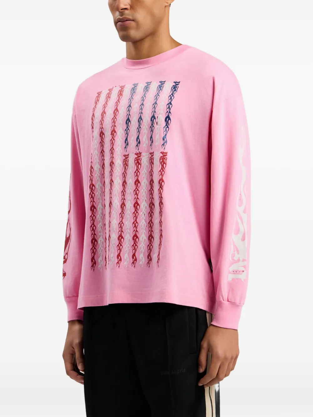 Palm Angels T-shirt met print en lange mouwen Roze
