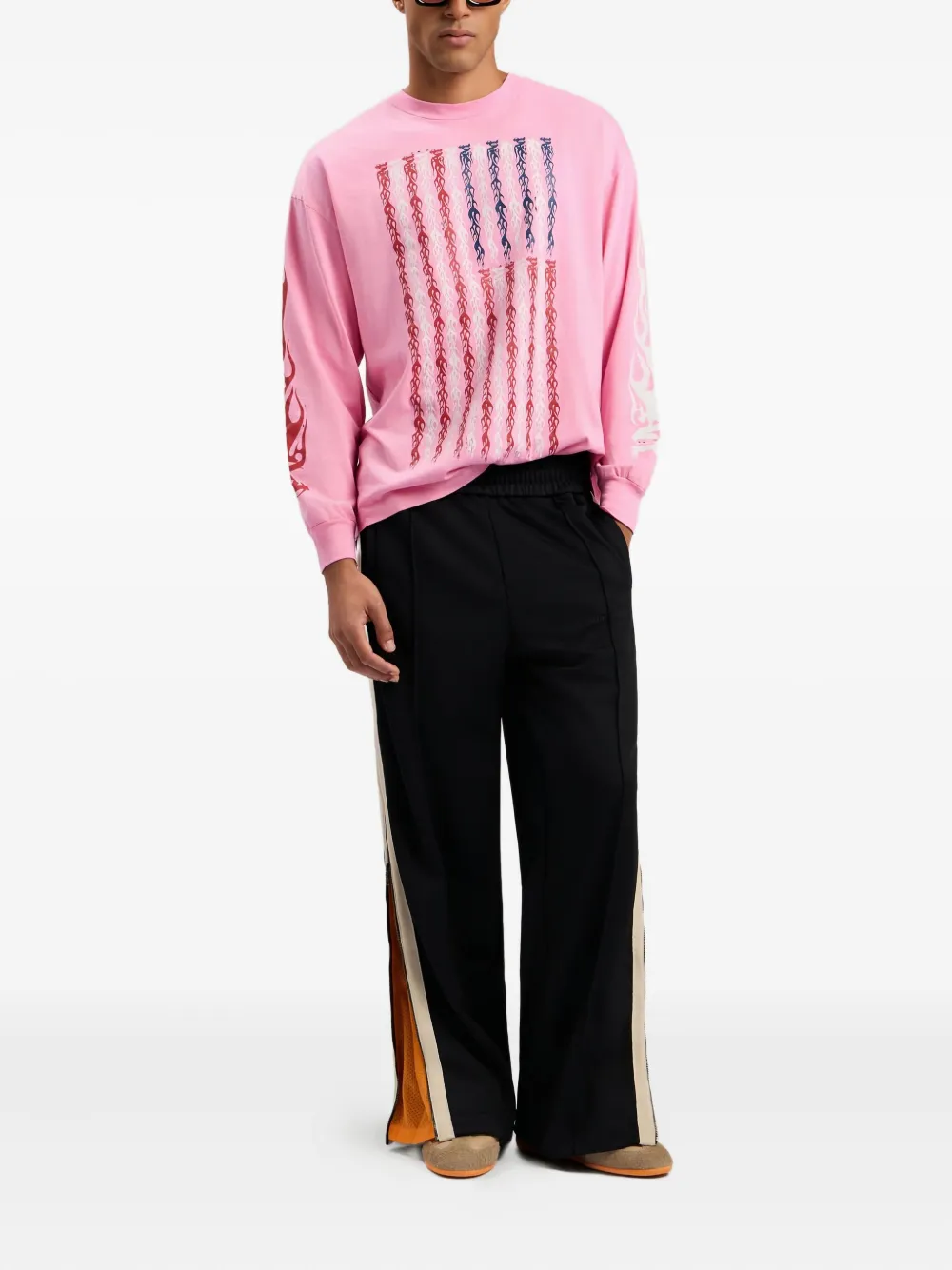 Palm Angels flames flag long-sleeve t-shirt - Roze