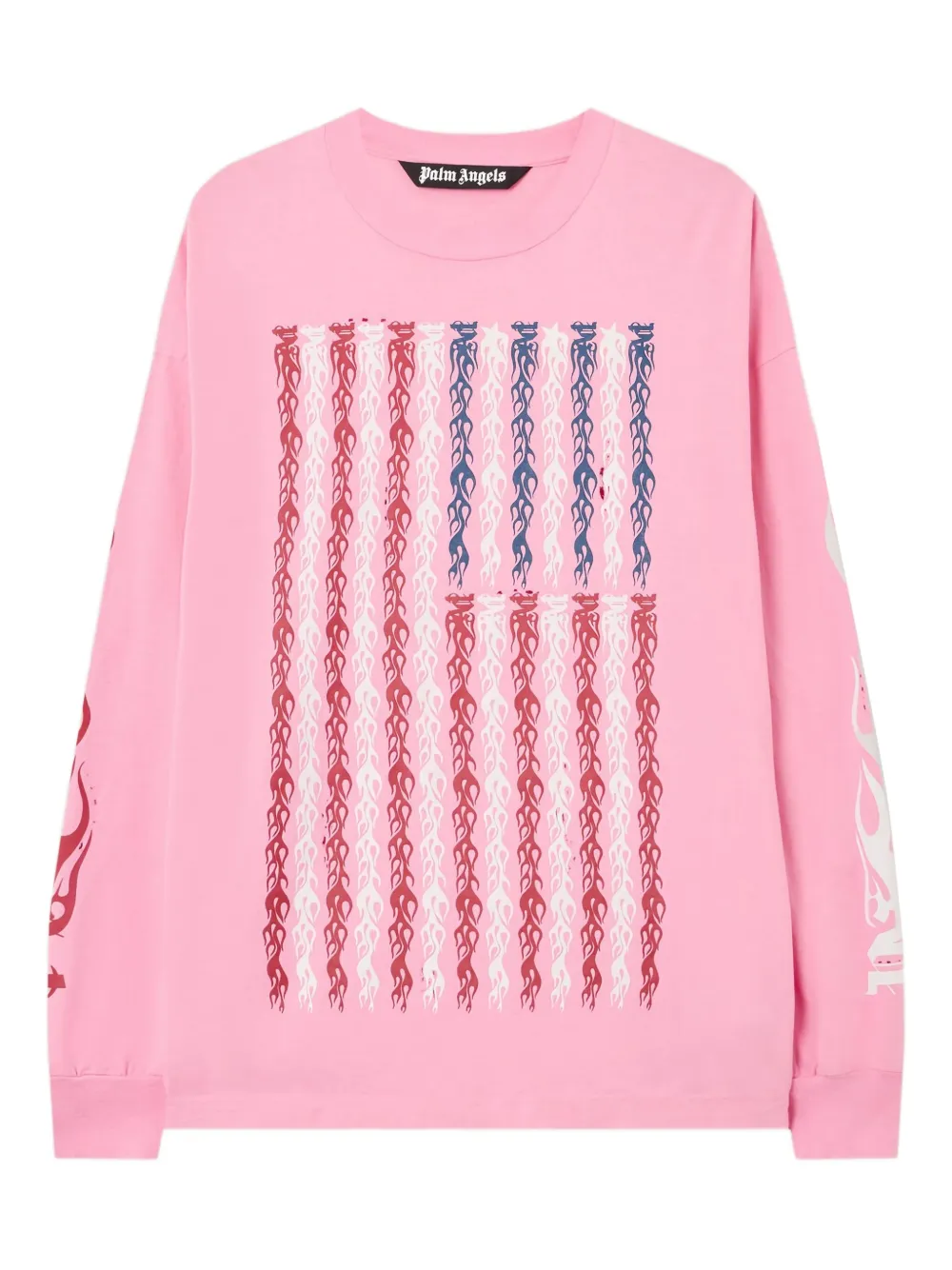 Palm Angels Langarmshirt mit Flaggen-Print | Rosa | Image 1