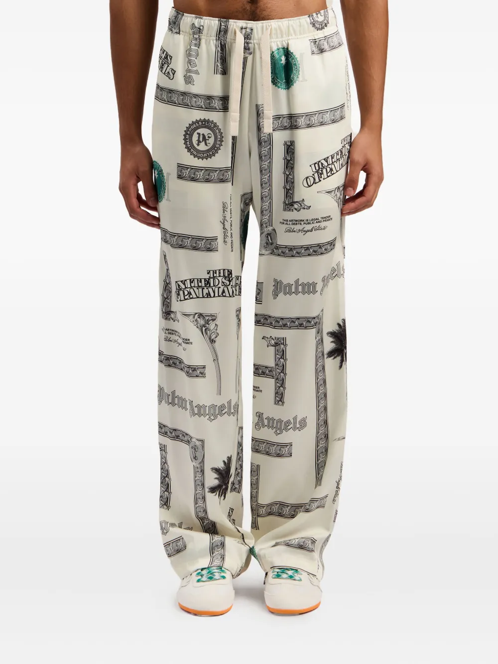 Palm Angels Broek met dollarprint Beige