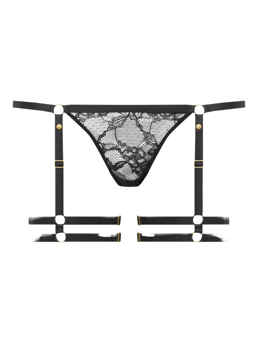 Maison Close Garter Lace Thong In Black