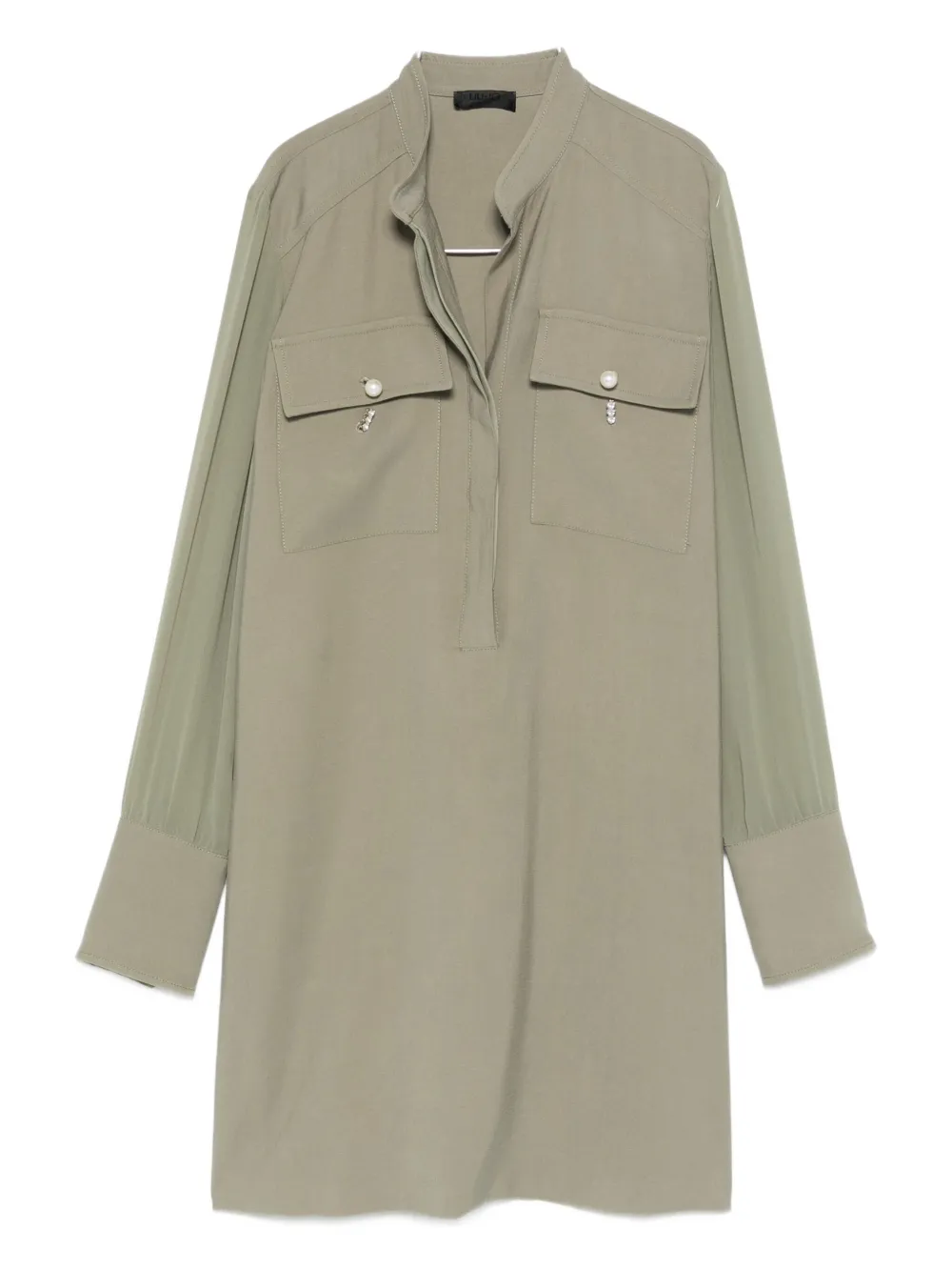 Liu •jo Chest-pockets Mini Dress In Green