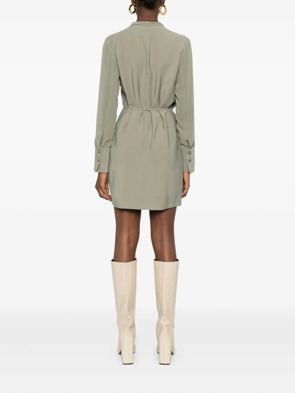 Liu •jo Chest-pockets Mini Dress In Green