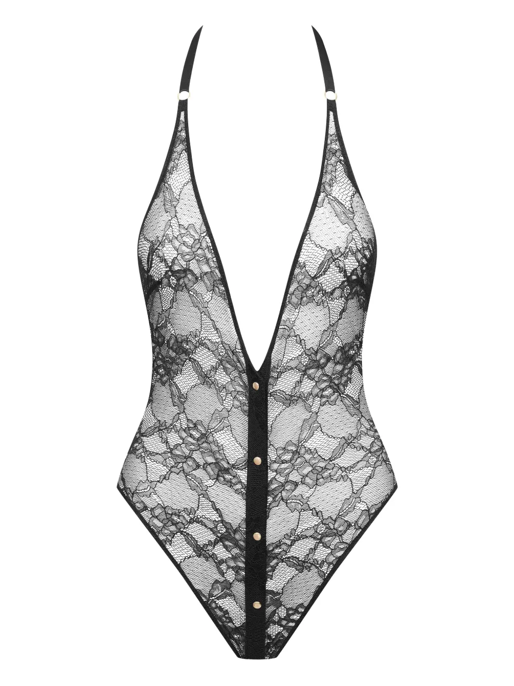 Maison Close Lace Button Bodysuit In Black