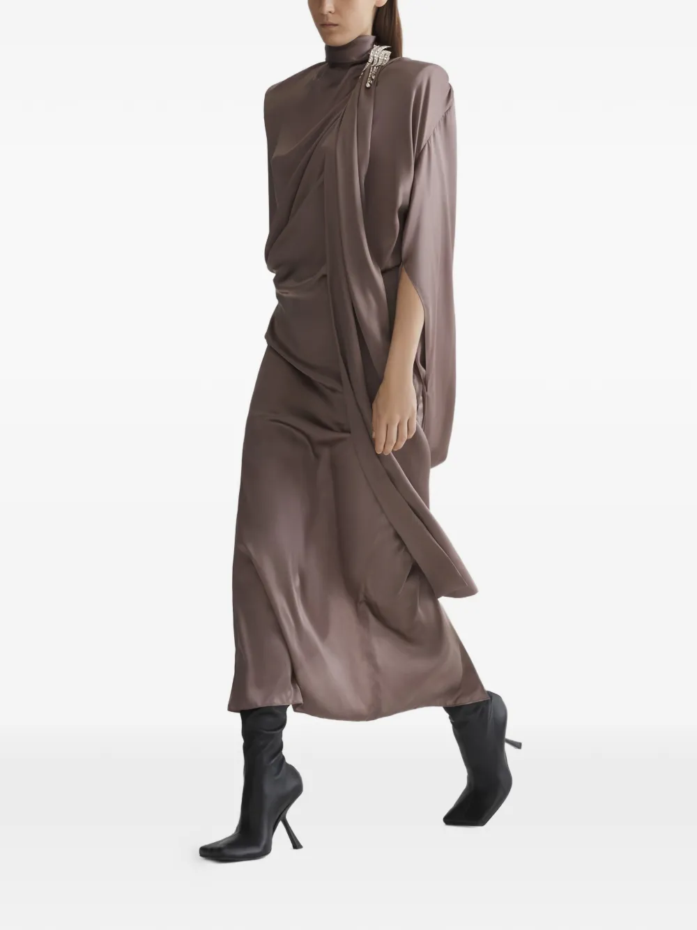 Mugler Gedrapeerde jurk Bruin
