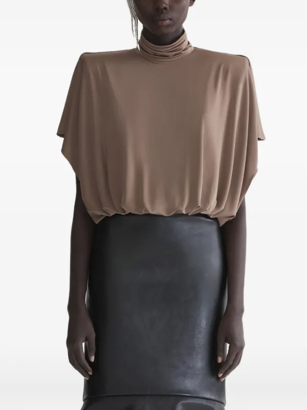 Mugler Drapped Bodysuit in Black