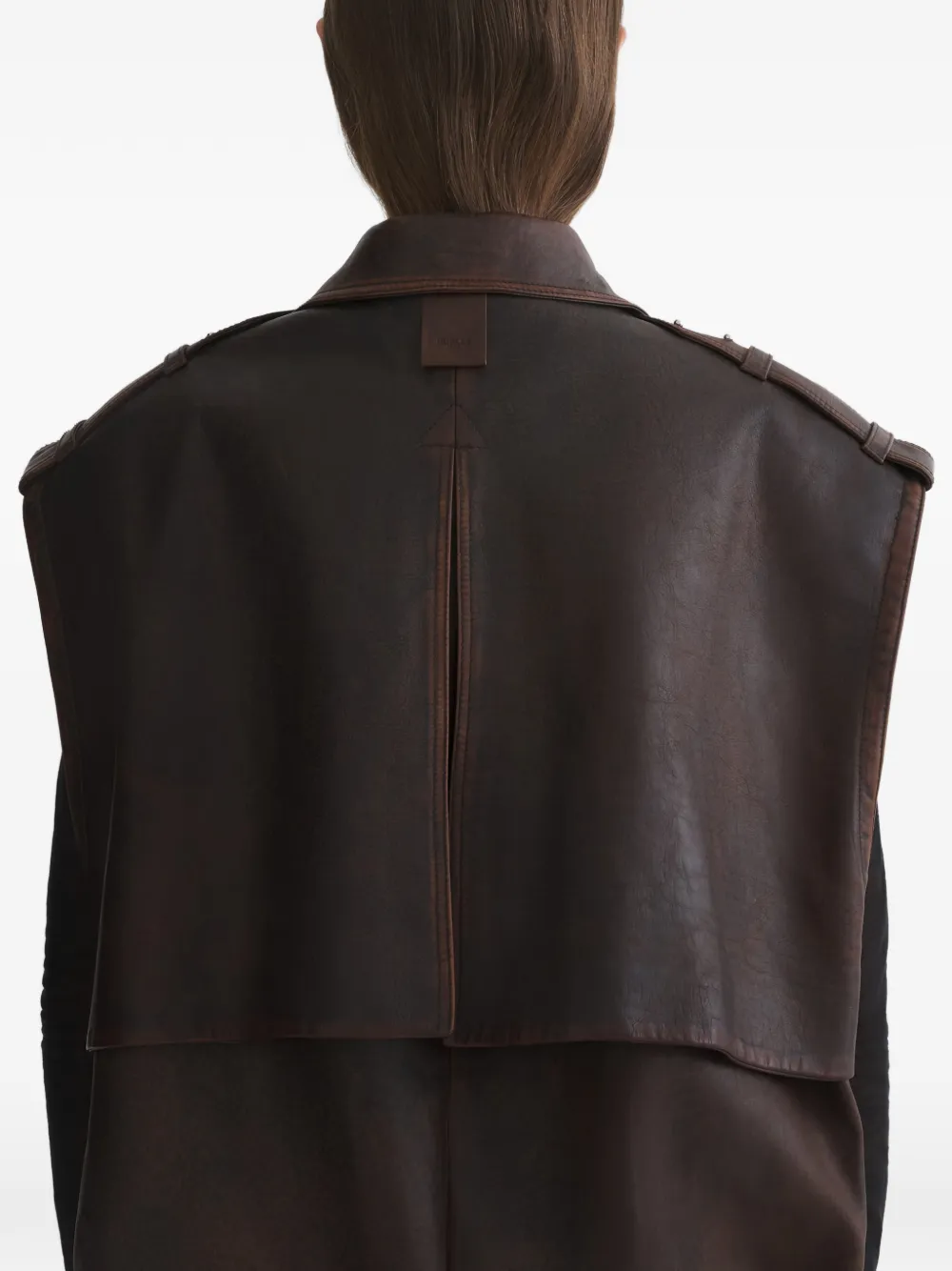 Mugler Leren bodywarmer Bruin