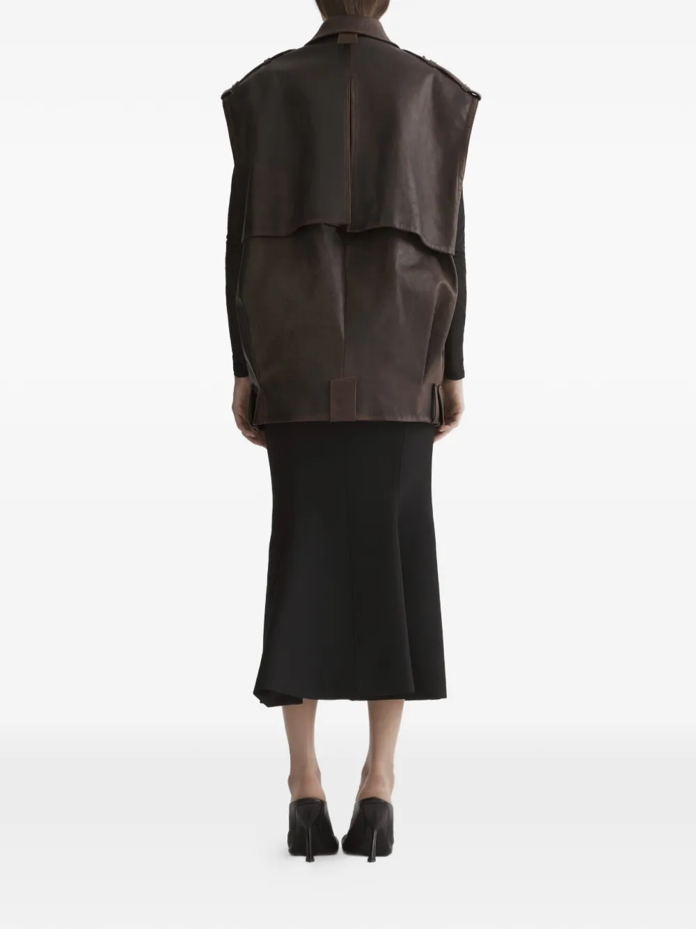 Mugler Leren bodywarmer Bruin