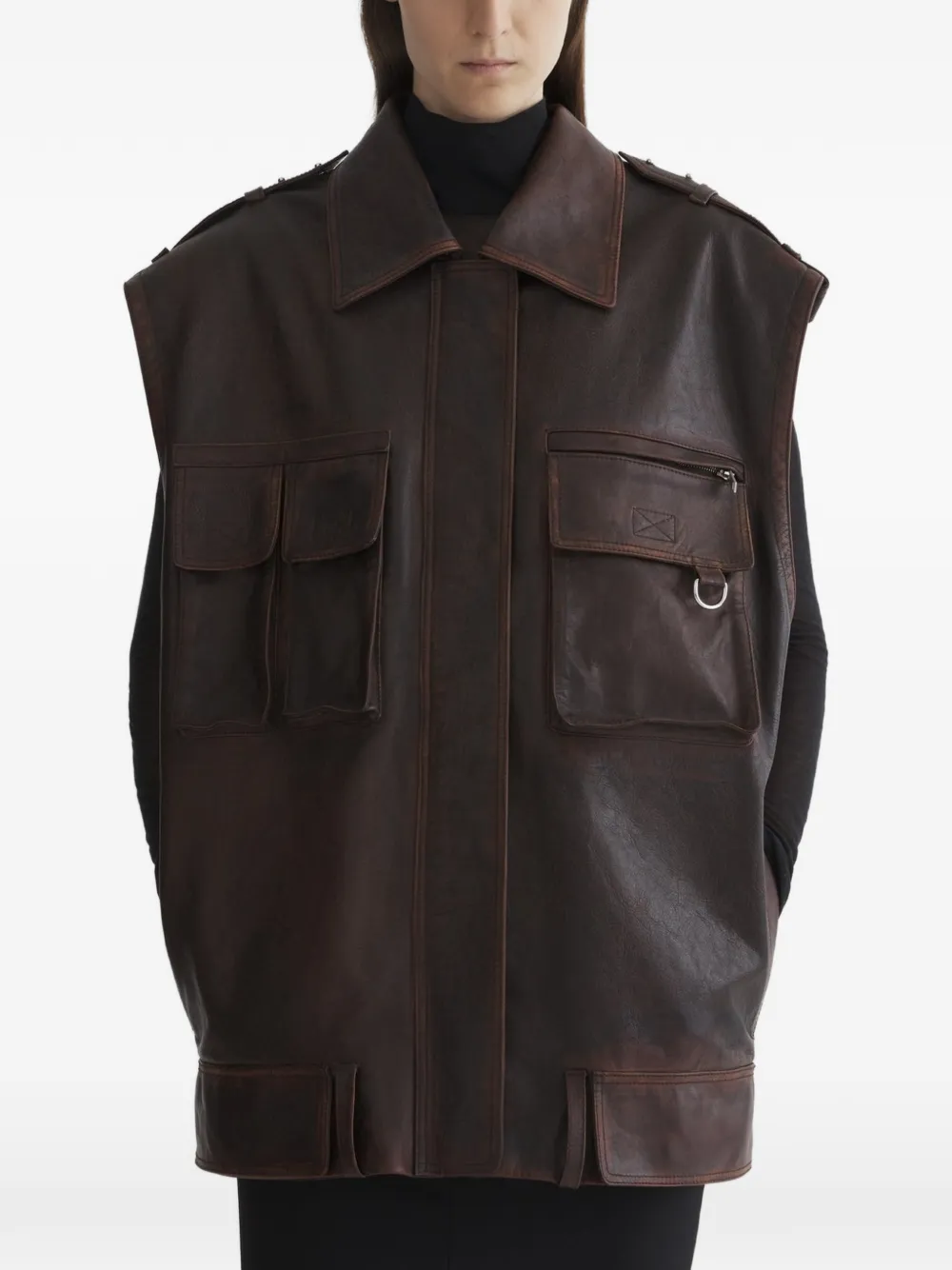 Mugler Weste im Military-Look - Braun