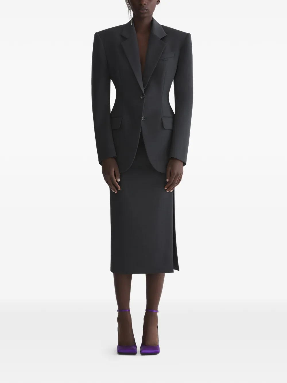  Mugler Padded Shoulder Jacket - Grey 