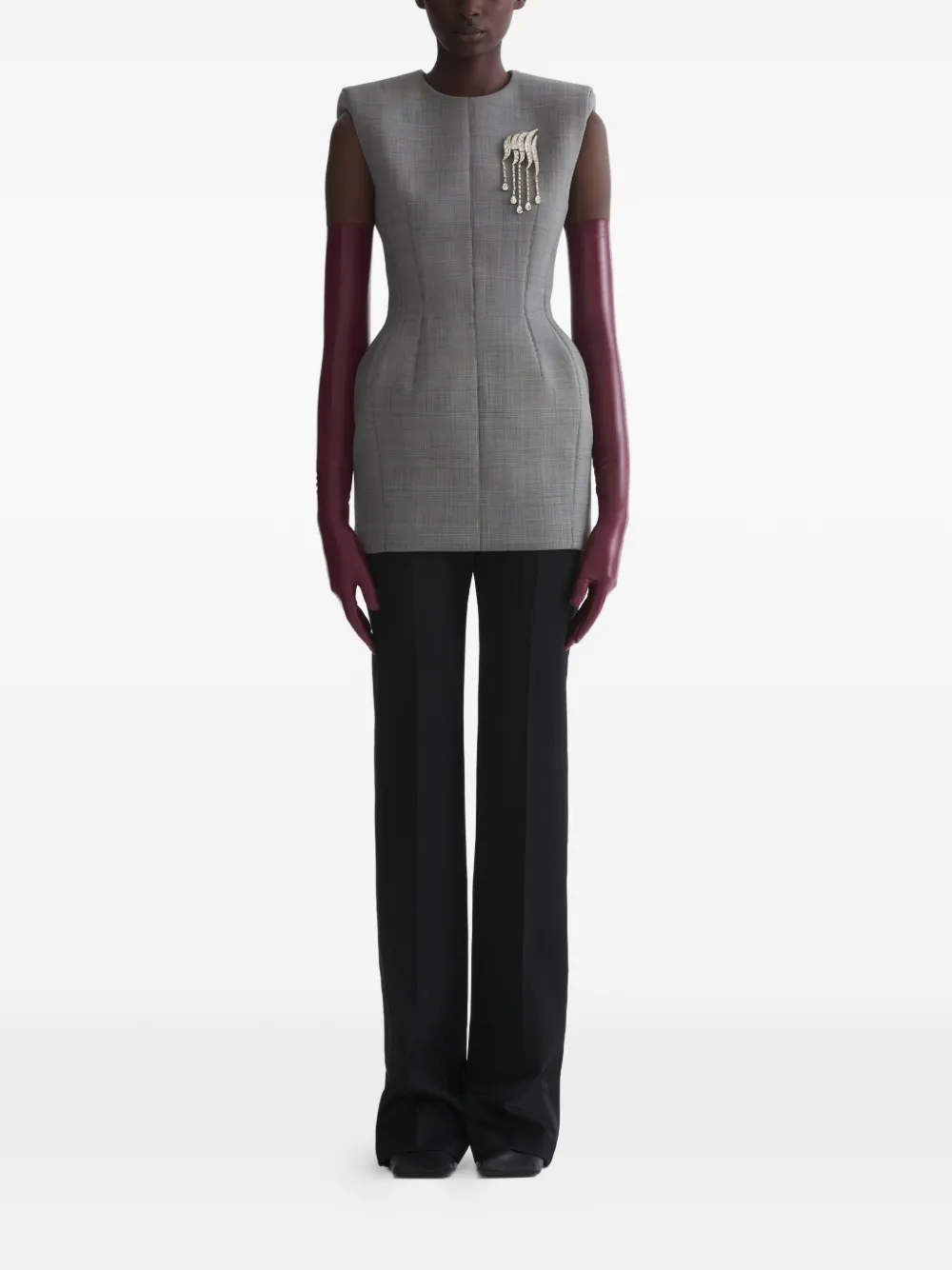 Mugler Mini-jurk met schoudervullingen Grijs
