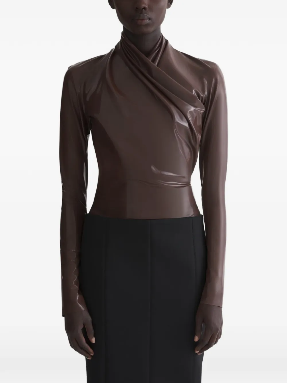 Mugler Drapiertes Oberteil - Braun