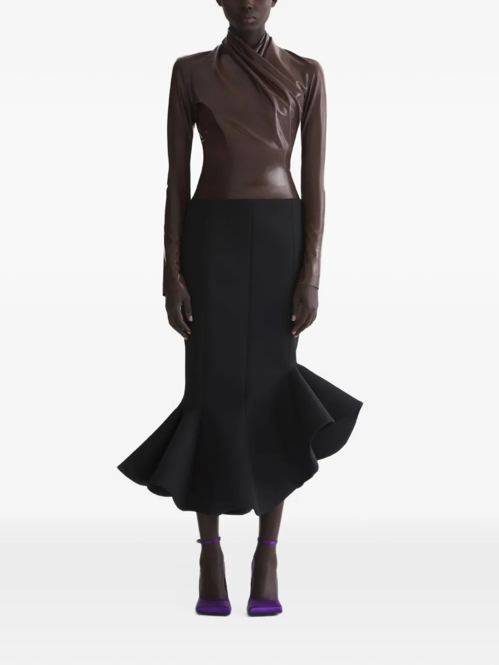 Mugler Gedrapeerde body Bruin