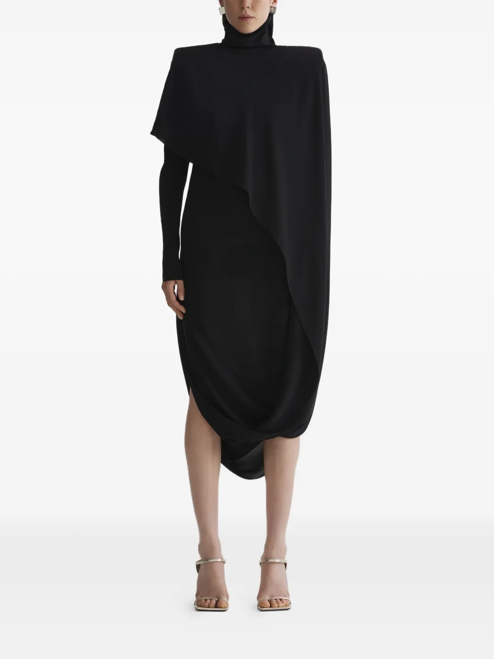 Mugler Asymmetrische jurk met col Zwart