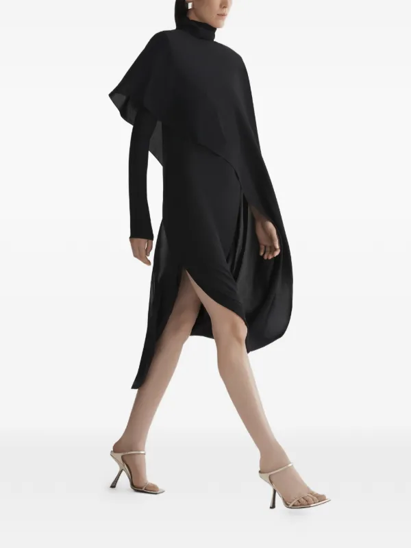 Mugler Asymmetric roll-neck Dress | Black