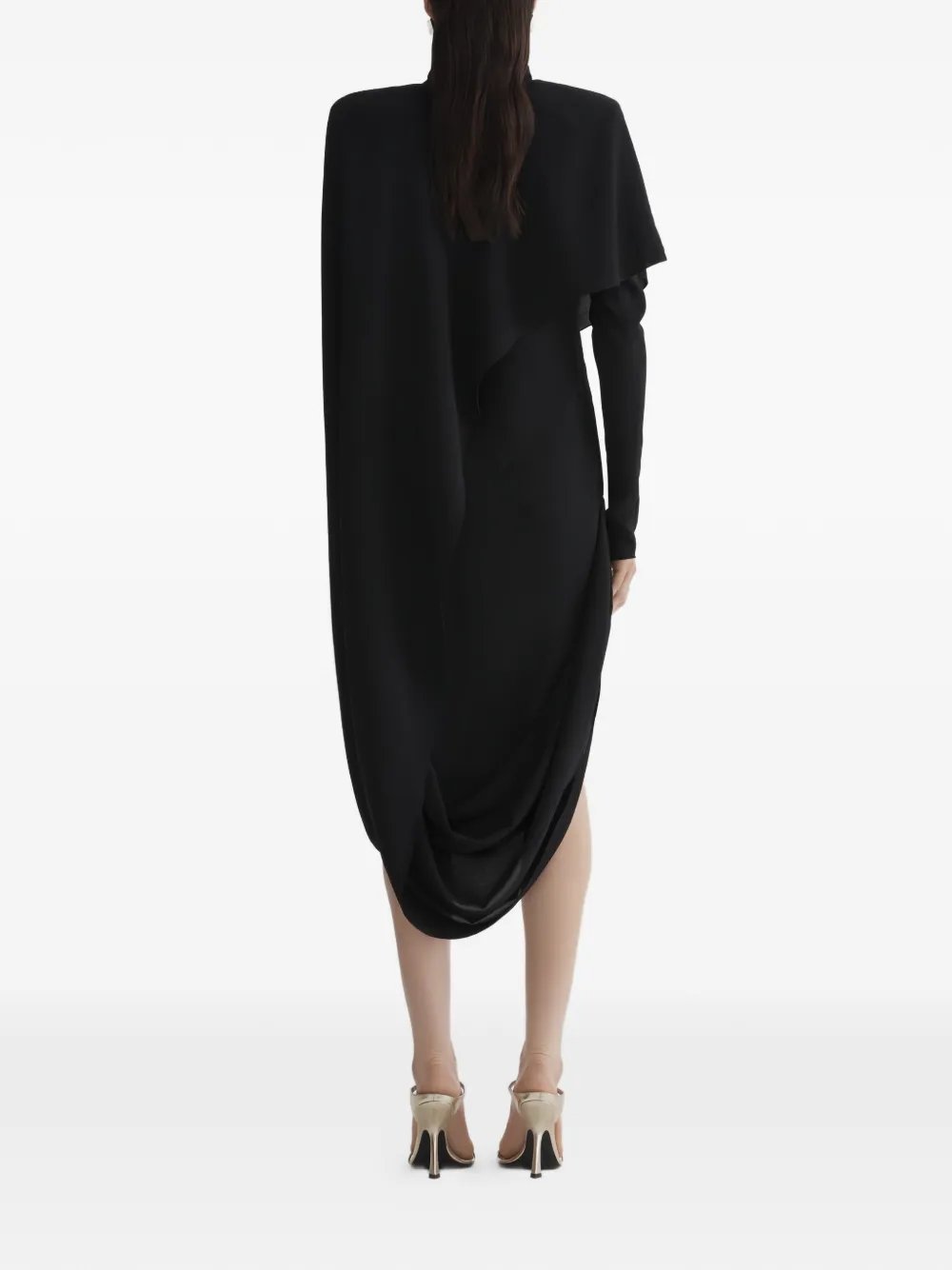 Mugler Asymmetrische jurk met col Zwart