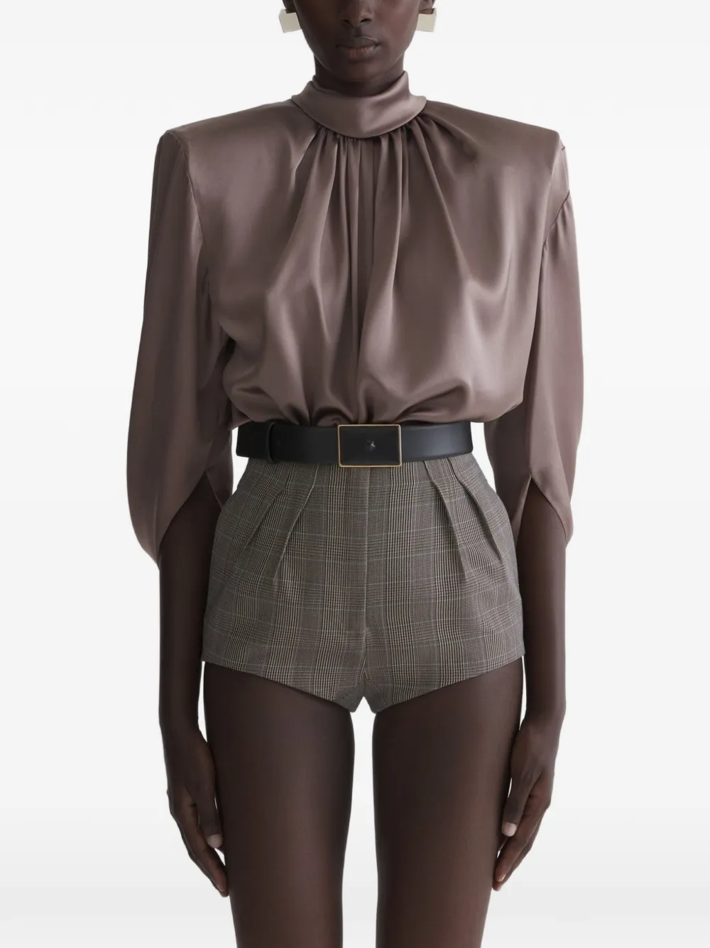 Mugler draped high-neck top