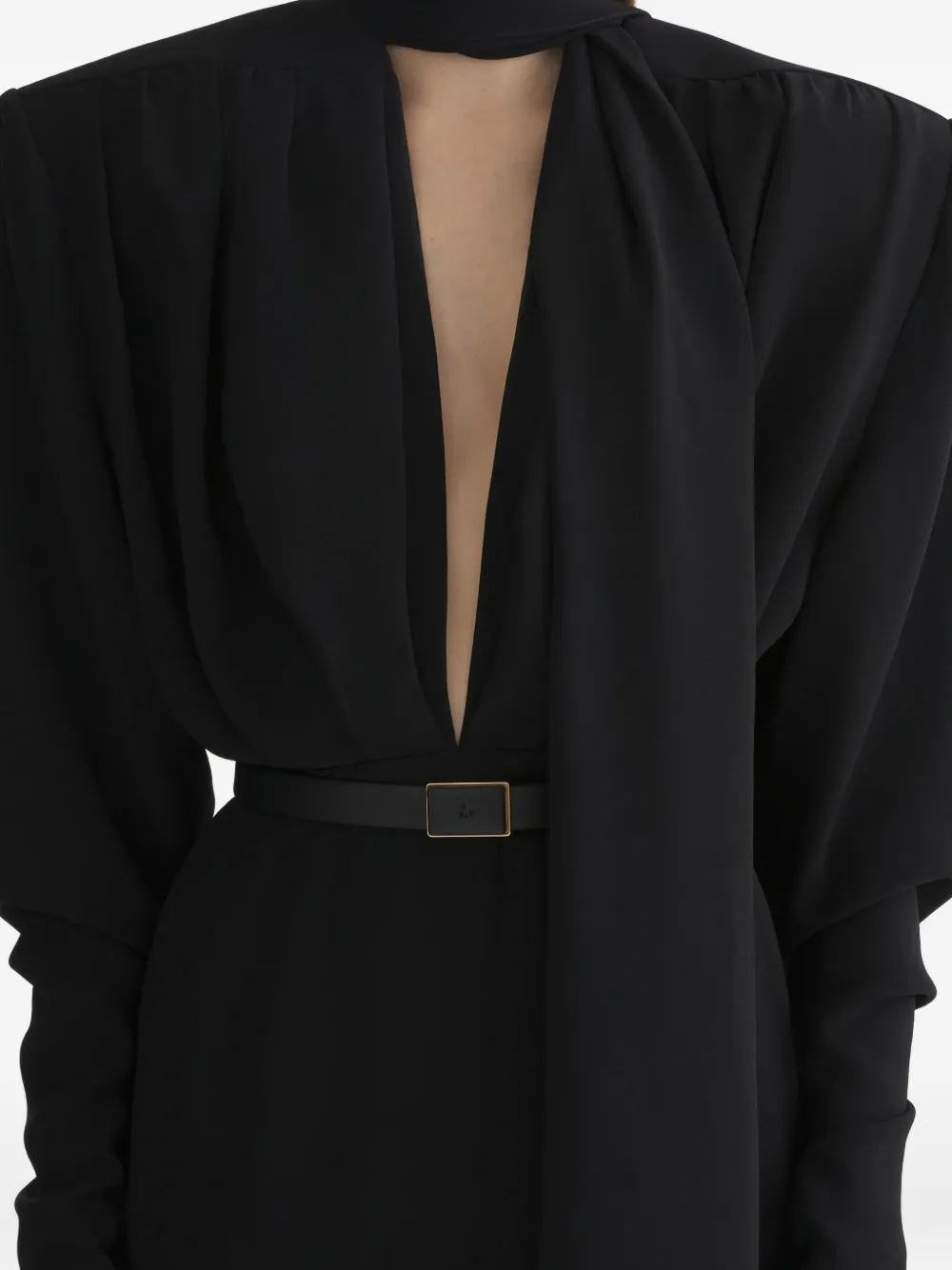 Mugler Zwarte jurk met sjaal